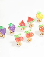 Gold Fruit Salad Clip On Earrings 5-Pack