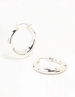 Silver Clean Hoop Earrings