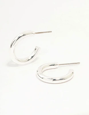 Silver Narrow Small Hoop Earrings