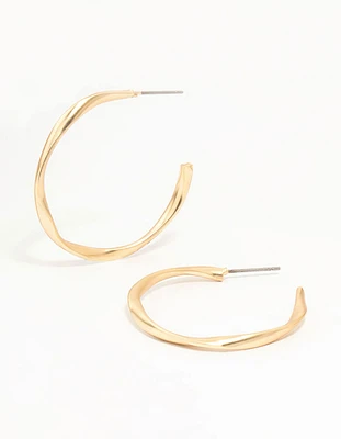 Gold Wrapped Thin Hoop Earrings