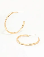 Gold Wrapped Thin Hoop Earrings