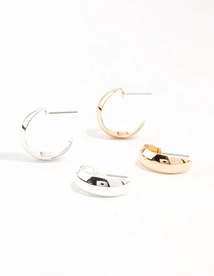 Mixed Metals Holographic Hoop Earrings 2-Pack