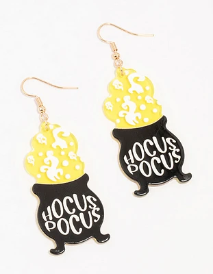 Black & Yellow Acrylic Hocus Pocus Drop Earrings