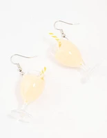 Yellow Pina Colada Cocktail Straw Drop Earrings