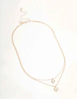 Rose Gold Diamante Heart Layered Necklace