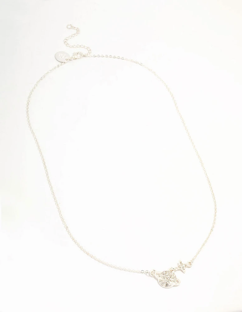 Silver Planet Star Diamante Necklace