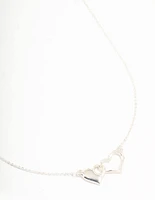 Silver Solid Heart Link Necklace