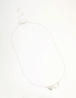 Silver Solid Heart Link Necklace