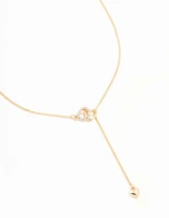 Gold Diamante Heart Link Y-Necklace