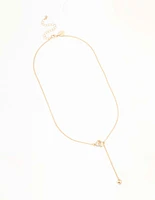 Gold Diamante Heart Link Y-Necklace