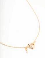 Gold Heart & Key T&O Necklace