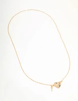 Gold Heart & Key T&O Necklace