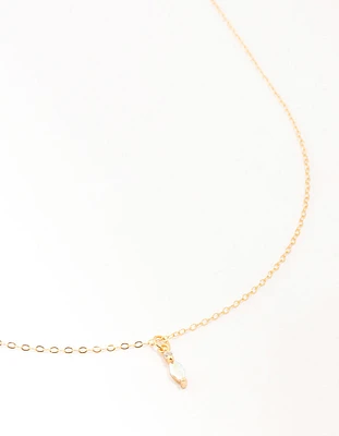 Gold Plated Sterling Silver Marquise Pendant Necklace