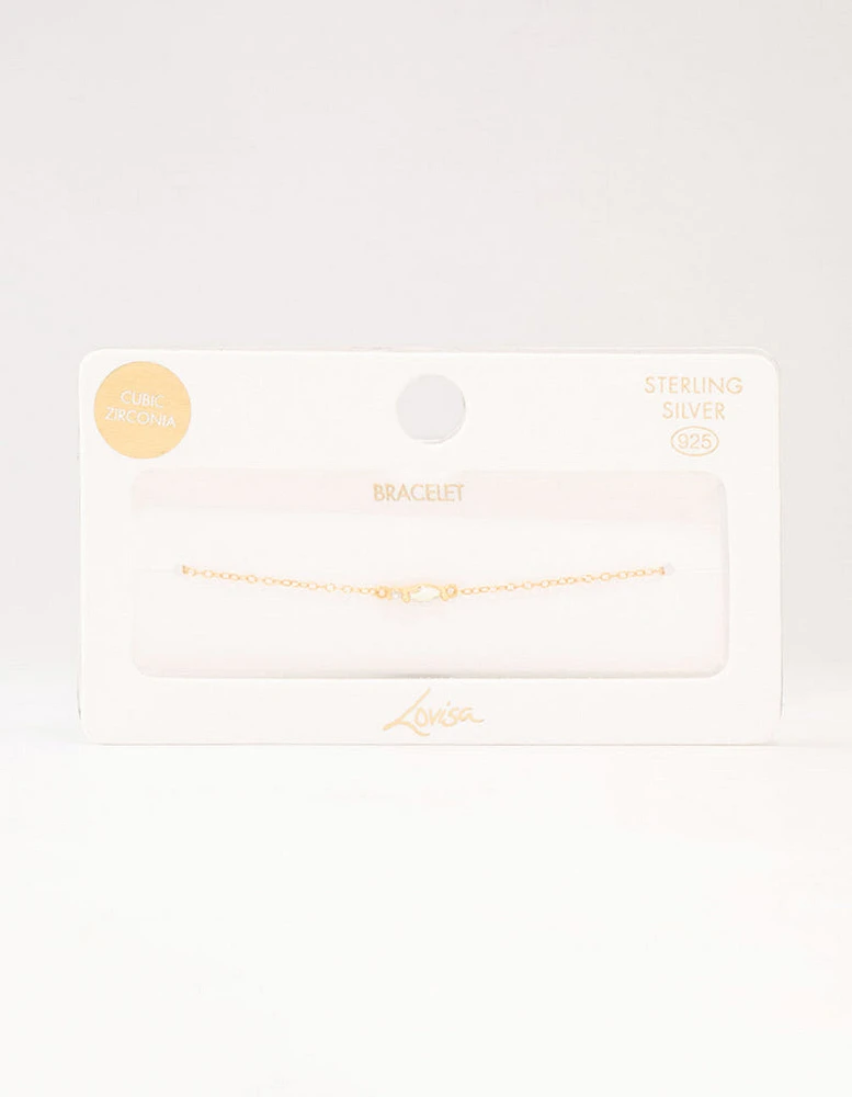 Gold Plated Sterling Silver Marquise Cubic Zirconia Bracelet