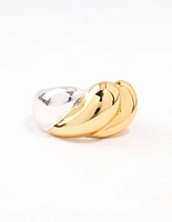 Mixed Metals Statement Ripple Ring