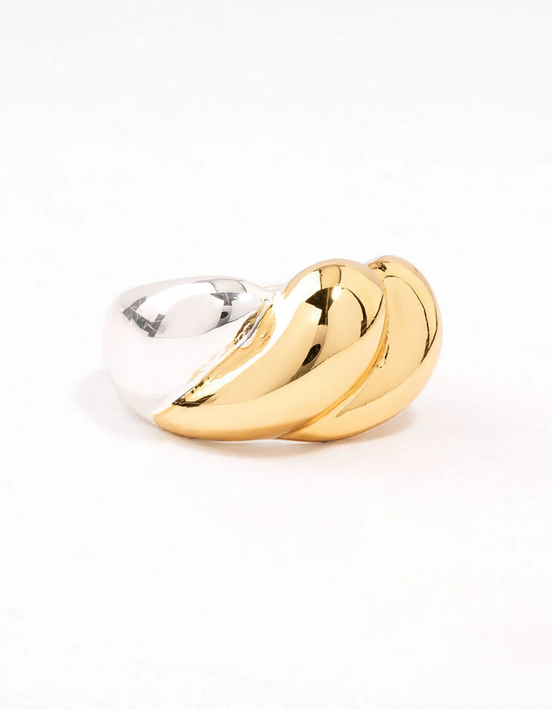 Mixed Metals Statement Ripple Ring