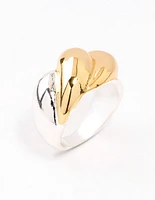 Mixed Metals Statement Ripple Ring