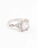Silver Princess Cubic Zirconia Halo Ring