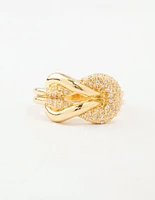 Gold Bold Diamante Knotted Ring