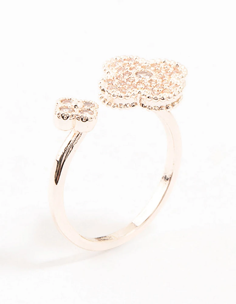 Rose Gold Open Clover Ring