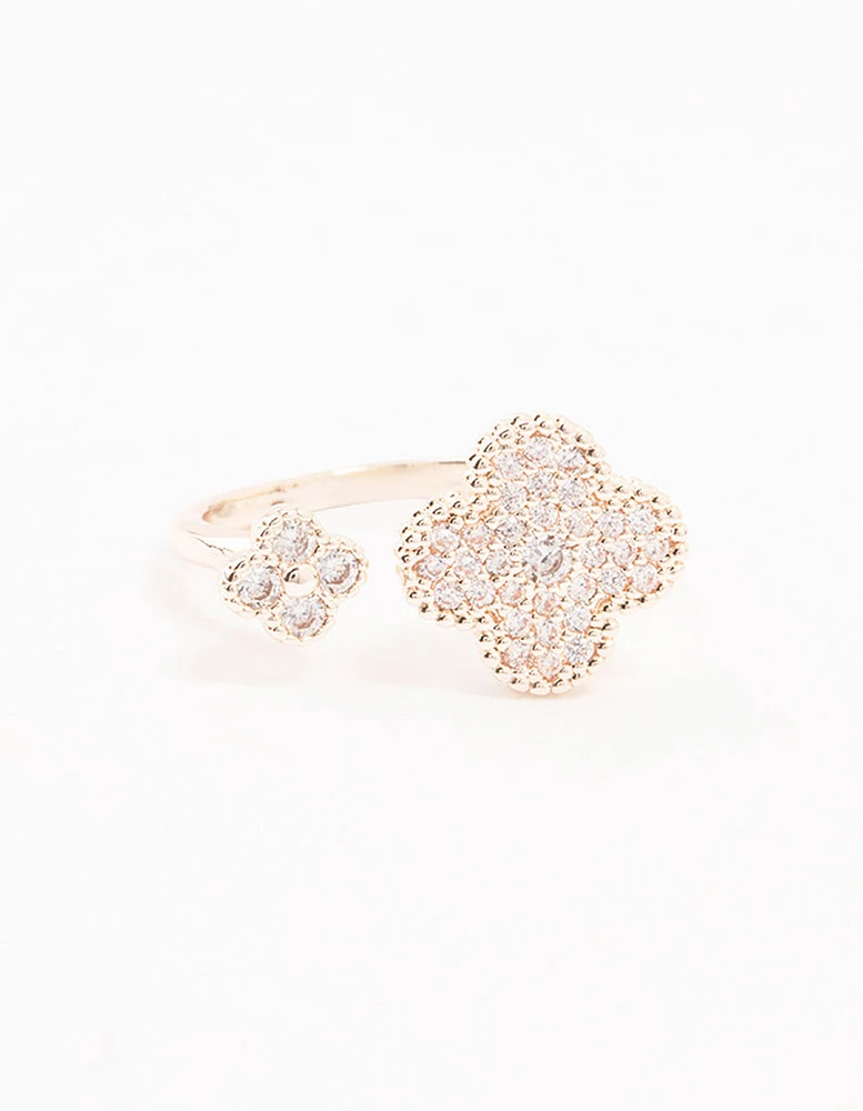 Rose Gold Open Clover Ring