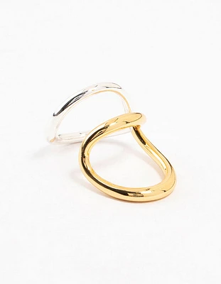 Mixed Metals Elongated Wrapped Ring