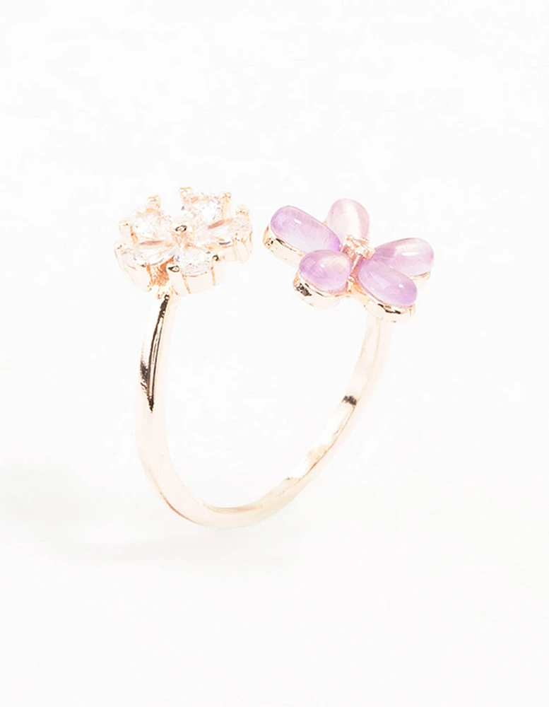 Rose Gold Double Cubic Zirconia Wrapped Ring