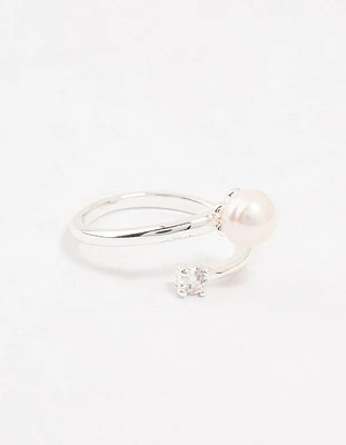 Silver Plated Dainty Cubic Zirconia Wrapped Ring