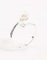 Silver Plated Dainty Cubic Zirconia Wrapped Ring