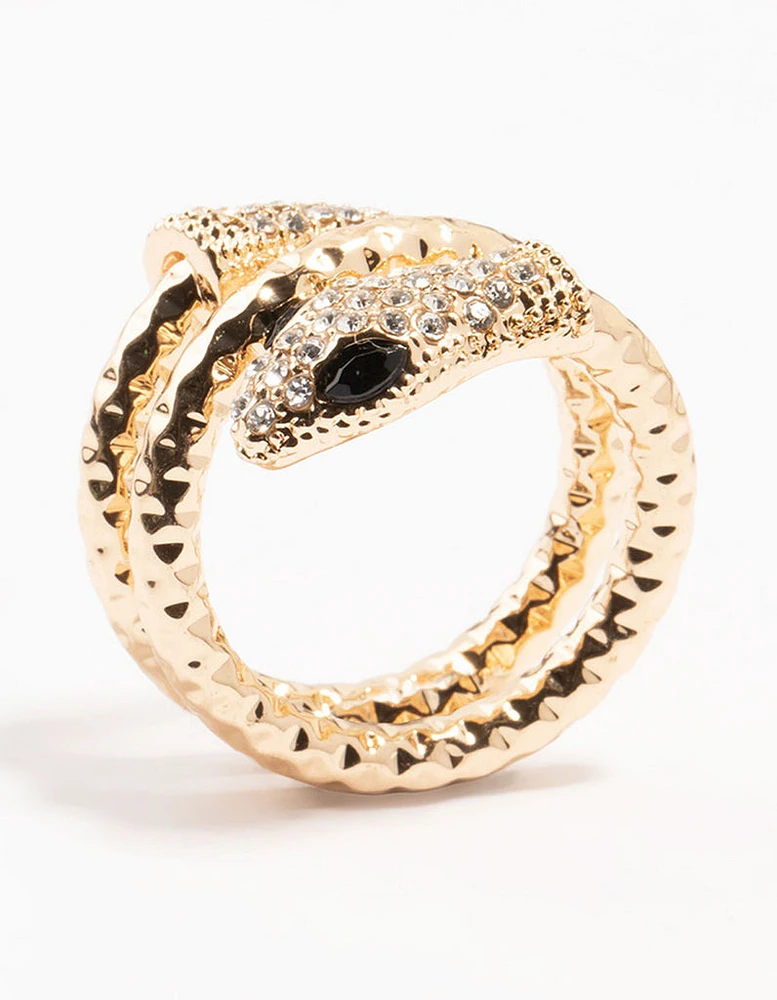 Gold Bling Snake Wrapped Ring