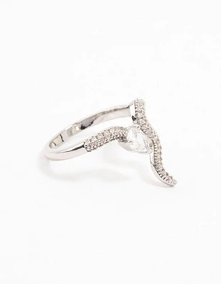 Silver Pave Cubic Zirconia Snake Ring