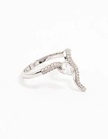 Rhodium Pave Cubic Zirconia Snake Ring