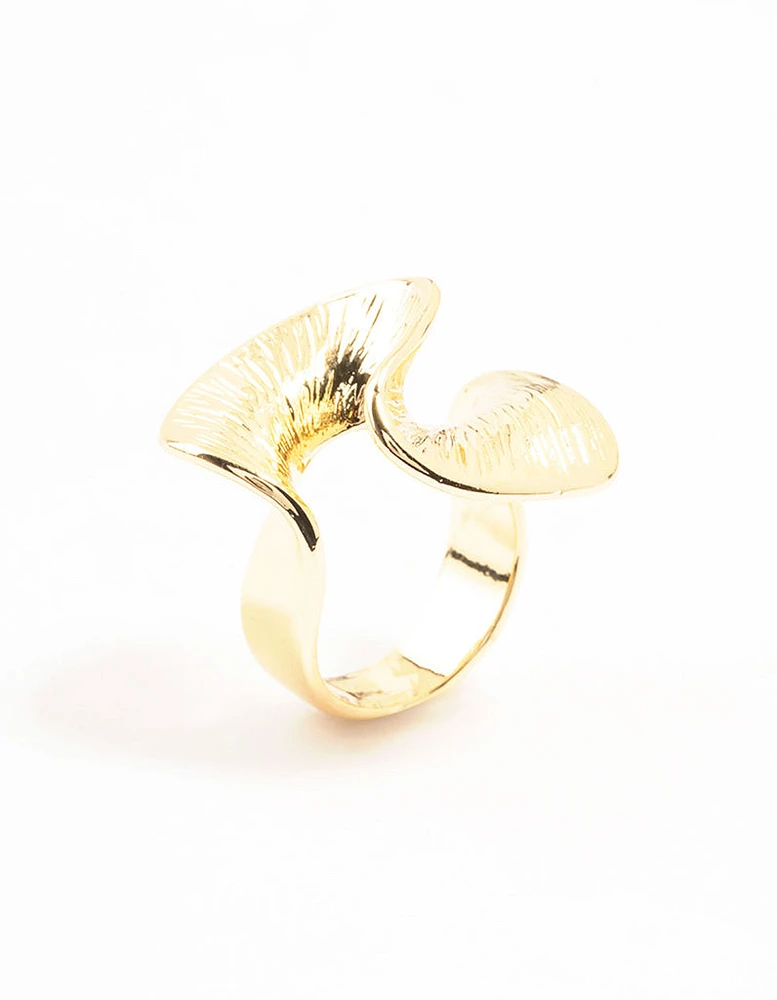 Gold Plated Textured Metal Twisted Ring