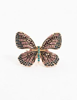 Gold Jeweled Butterfly Ring