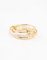 Gold & Silver Plated Diamante Stacked Ring