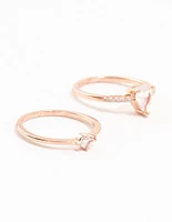 Rose Gold Plated Elegant Pear Stacking Rings 3-Pack