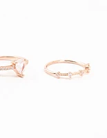 Rose Gold Plated Elegant Pear Stacking Rings 3-Pack