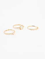 Gold Plated Elegant Pear Stacking Rings 3-Pack