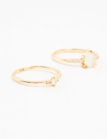 Gold Plated Elegant Pear Stacking Rings 3-Pack