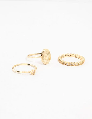 Gold Plated Locket Rings 3-Pack