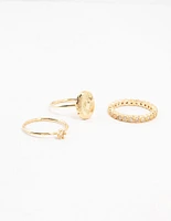 Gold Plated Locket Rings 3-Pack