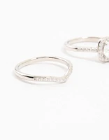 Rhodium Pointed & Halo Ring Pack