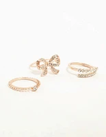 Rose Gold Precious Bow Ring 3-Pack