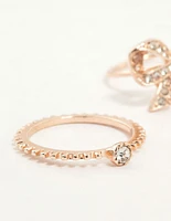 Rose Gold Precious Bow Ring 3-Pack
