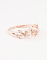 Rose Gold Plated Butterfly Pearl Band Ring