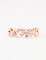 Rose Gold Plated Butterfly Pearl Band Ring