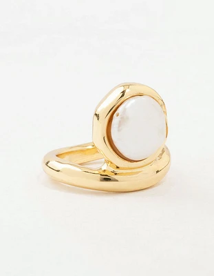 Gold Organic Pearl Band Ring