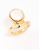 Gold Organic Pearl Band Ring