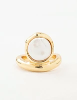 Gold Organic Pearl Band Ring