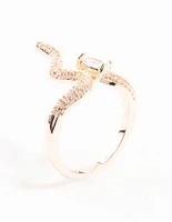 Rose Gold Pave Crystal Snake Ring